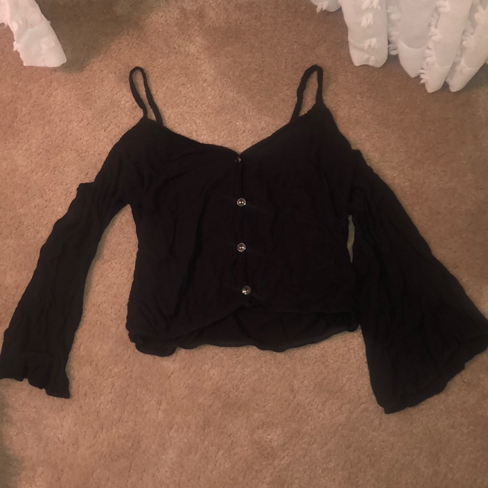 Black cold shoulder top